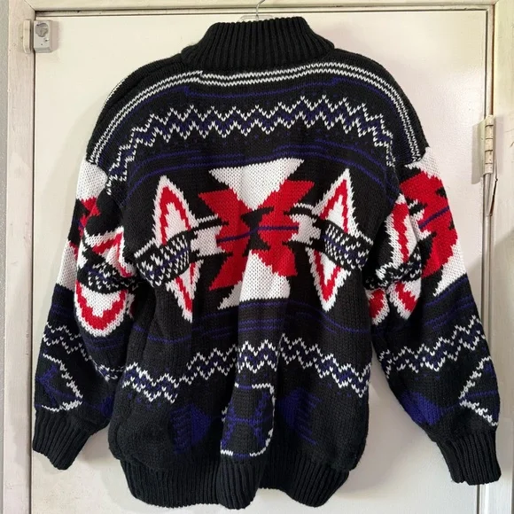 Vintage Y2K Southwest Print Chunky Knit Cardigan - Picture 2 of 12
